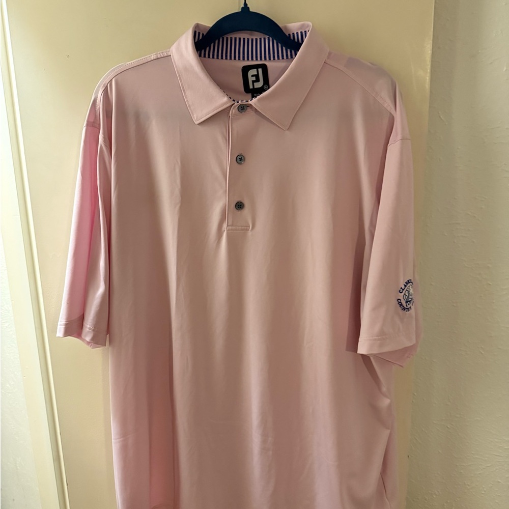 FootJoy Pink Polo Shirt Smooth Cotton Blend Clarksdale Country Club